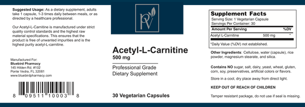 Acetyl-L Canitine 500mg